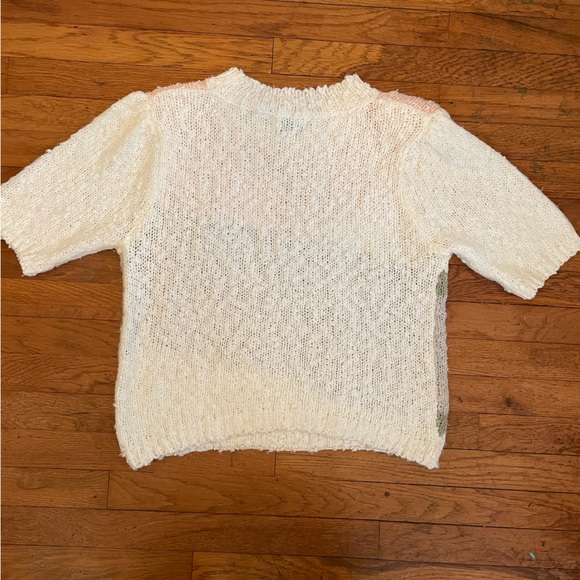 Vintage Shenanigans Floral Appliqué Short Sleeve Textured Sweater Size L… - Picture 9 of 10